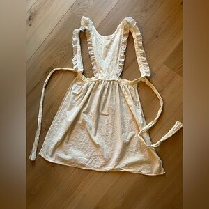 Vintage linen Cream Ruffled maid Apron
